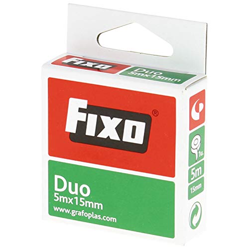 FIXO Duo 75600300. Cinta Adhesiva Doble Cara, 15Mmx5M, Libre De Ácido Y Lignina, Perfecta Para Manualidades Con Goma Eva Y Scrapbooking