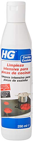 HG Limpieza intensiva para placas de cocinas 250 ml - Elimina la suciedad difícil y la comida quemada - un brillo protector