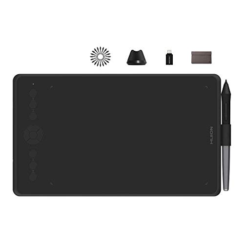 HUION Tableta Gráfica Inspiroy Ink H320M Doble Propósito Innovador Tableta Gráfica Y Tableta de Escritura LCD, 8192 Niveles, Función de Inclinación, Android, Bolsa de Manga, Negro