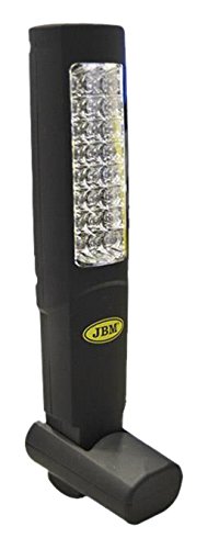 JBM 51889 Portátil de taller 30 leds con batería recargable con doble imán, cuña de apoyo y base imantada, NEGRO