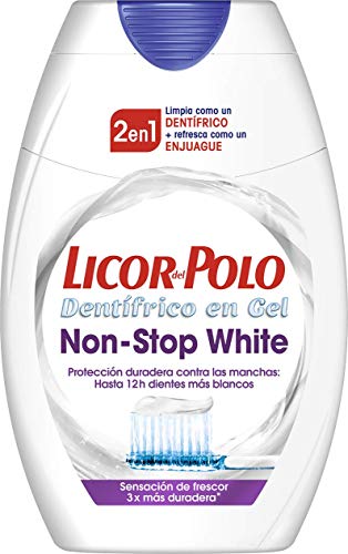 Licor del Polo - Pasta de dientes 2 en 1 Non-Stop White - 4 uds de 75 ml (300ml) . Hasta 12 horas de aliento fresco – Frescor extremo y duradero