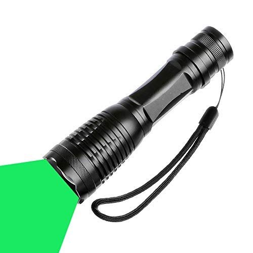 Linterna de luz verde, linternas LED verdes Linterna táctica de caza Modo Zoomable 1 para visión nocturna Pesca Observación nocturna Caza