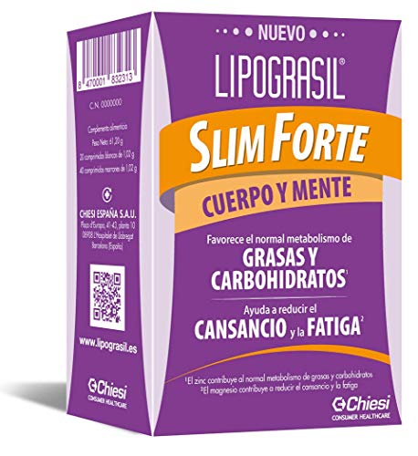 LIPOGRASIL Slim Forte Cuerpo y Mente, Grasas y Carbohidratos, Complemento Alimenticio, Ingredientes Origen Natural, 20+40 Comprimidos