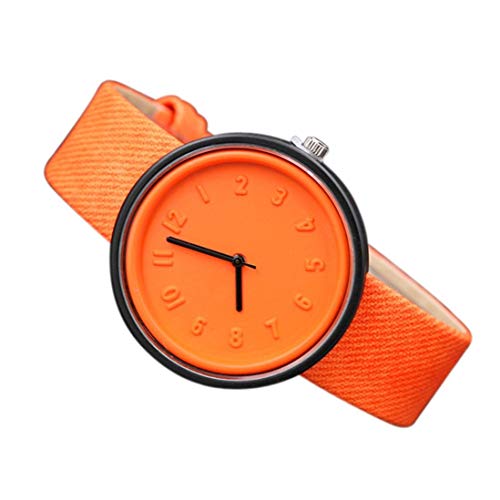 Liquidación Oferta! Mujer Reloj de Pulsera, Unisex Simple Moda Número Relojes Cuarzo Lona Cinturón Reloj de Pulsera - Naranja, one size
