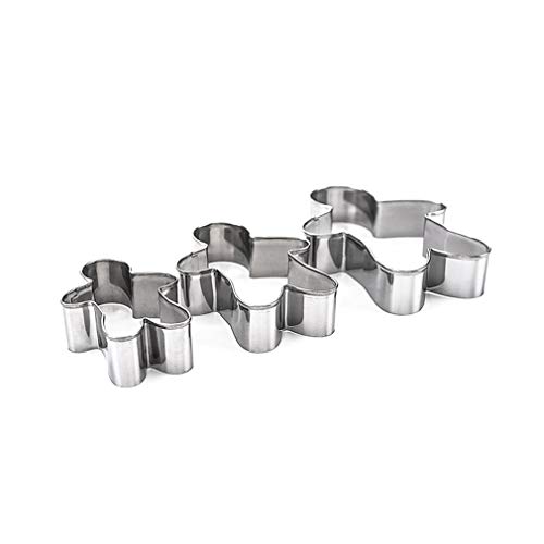 Ndier Moldes de acero inoxidable para galletas de jengibre con diseño de hombre de jengibre duradero y herramientas para hornear 3 piezas