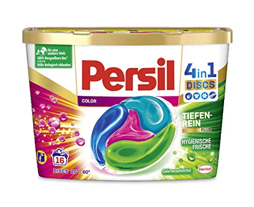 Persil Color 4 en 1 DISCS, 16 lavados, cápsulas de detergente Persil con tecnología de limpieza profunda Plus y frescor duradero, eficaz a temperaturas de 20 °C a 60 °C.