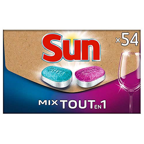 Sun - Tabletas para lavavajillas Mix Expert todo en 1, formato ecológico práctico, se envía directamente en su buzón de 54 lavados (lote de 27 tabletas Sun Expert y 27 tabletas Sun Tout-En-1)