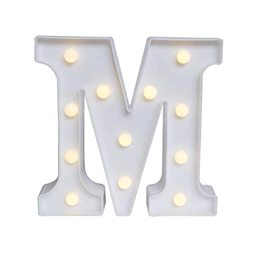 Wallfire LED Alfabeto Letra Luces Ampersand & Symbol Love Heart Light Up Sign Atmósfera Lámpara para Love Wedding Home Party Holiday Bar Decoración (Size : Letter M)