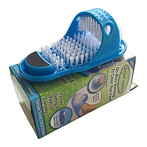 Yiyu Cepillo de Zapatos de Ducha, Ducha Sandalia Cepillo masajeador de pies, Cepillo de Limpieza baño de pies Flip-Flop de reflexología podal x (Color : Blue)