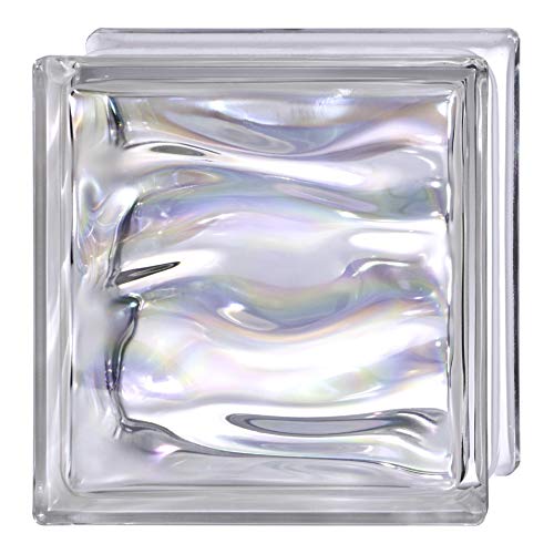 6 Piezas Bloque de vidrio Bormioli Rocco colección Agua Perla Blanco | cm 19x19x8 | Unidad de venta 1 caja de 6 pzas