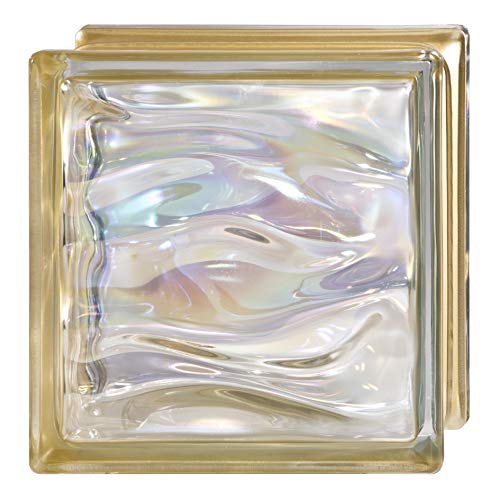 6 Piezas Bloque de vidrio Bormioli Rocco colección Agua Perla Oro | cm 19x19x8 | Unidad de venta 1 caja de 6 pzas