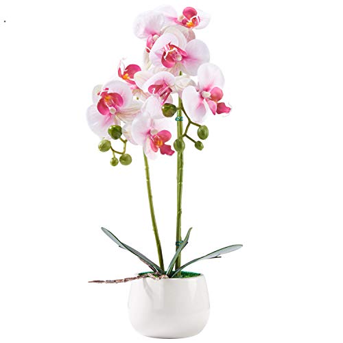 Alicemall 33cm Flor Artificial orquídea de Seda Phalaenopsis en Maceta