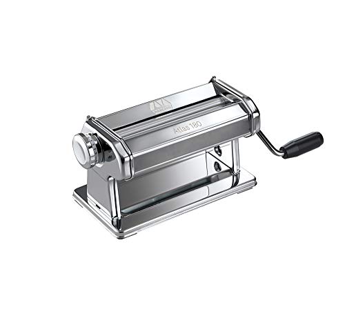 Atlas Made in Italy Pasta Roller, Stainless Steel, Silver, Includes 180-Millimeter Pasta Roller with Hand Crank and Instructions, 10-Year Warranty by Marcato