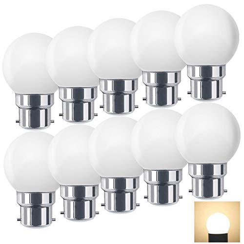 B22 - Lote de 10 bombillas LED Feston de 1 W (equivalente a 10 W), color blanco cálido 2700 K, pequeñas bombillas de Navidad BC Cap