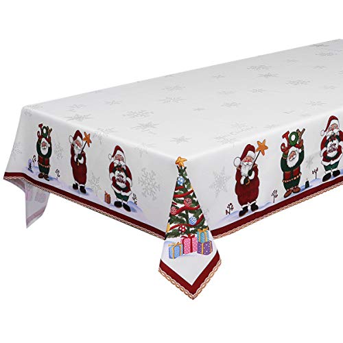BESTonZON - Mantel para mesa de Navidad, diseño de Papá Noel con árbol de Navidad (rectangular, 84 x 60 cm)