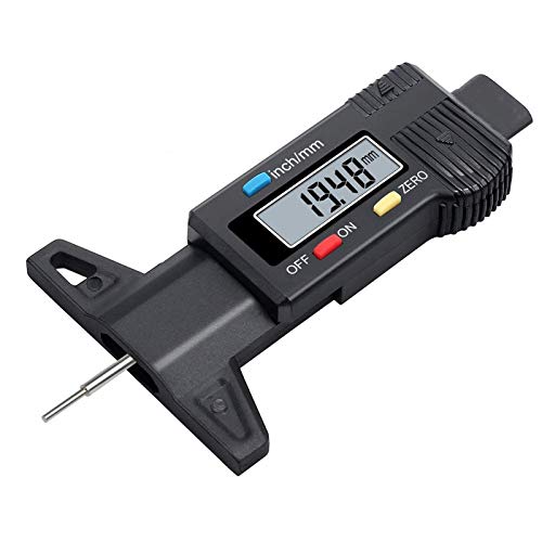 Calibrador de profundidad de la banda de rodadura del neumático digital - LCD Tread Pread Checker Comprobador de llantas para autos Camiones Furgonetas SUV pulgadas métricas conversión 0-25.4mm