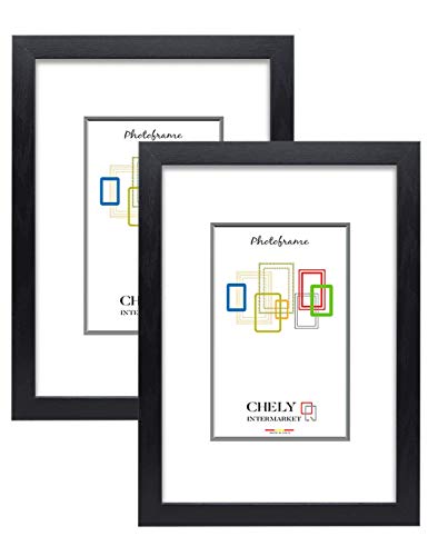 Chely Intermarket, Marco de Fotos Grande 50X70cm(2Unds) Negro MOD-254, Hecho Madera, Ancho de Bastidor 1,20 cm con Acabado Elegante | Marco para títulos y certificados.(254-50x70*2-1,60)