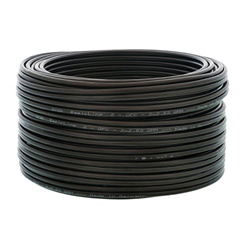 DCSk – 10m - 2 x 2.5mm² - Cable para Altavoces – Cable OFC para Altavoces, Adecuado para Altavoces de Coche, Cobre Puro sin oxígeno 99.99%, Negro