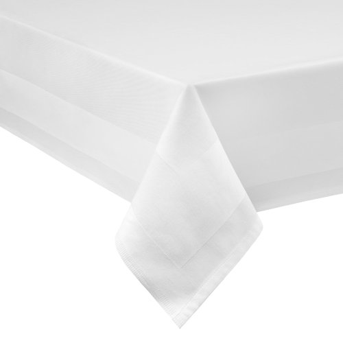 DecoHomeTextil Mantel Color Blanco Damasco, de 130 x 280 cm, Lavable a máquina a 95 °C