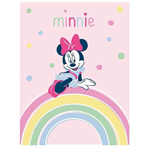 Disney Minnie Mouse - Manta de forro polar (140 x 100 cm), diseño de arcoíris