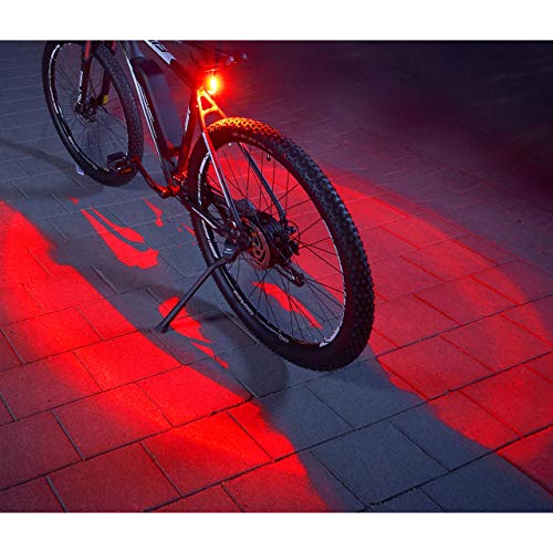 FISCHER Luz Trasera Twin para Bicicleta con luz de Suelo de 360° para Mayor Visibilidad y protección, batería Recargable
