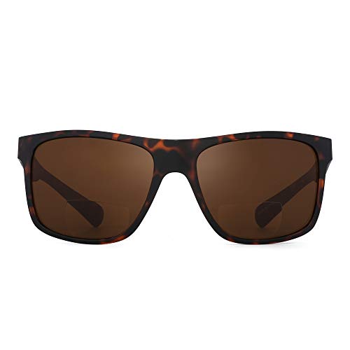 Gafas de sol bifocales JM para hombres, mujeres, gafas de lectura cuadradas vintage, marco de tortuga, vidrio marrón +4.0