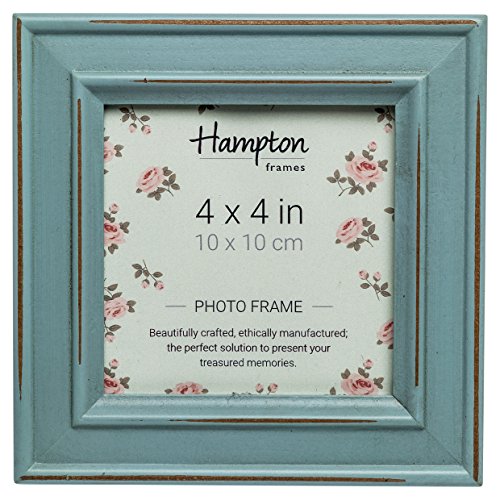 Hampton Marcos Paloma Cuadrado Marco de Fotos, Madera, Luz Azul, 14,5 x 14,5 x 2,5 cm