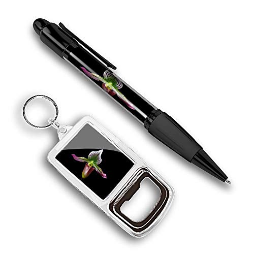 Hermoso y cómodo bolígrafo con una imagen y elegante abridor de botellas de acrílico llavero para las llaves, bonito jardín de orquídeas #2135