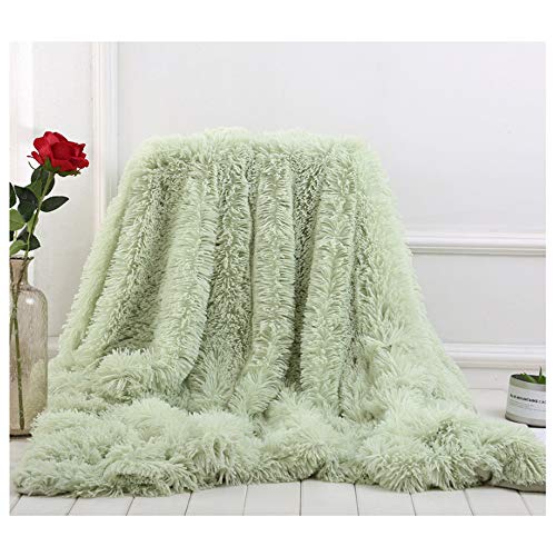 Hggzeg Manta de pelo sintético súper suave y larga, elegante y acogedora manta decorativa para sofá, silla y cama (verde, 130 x 160 cm)