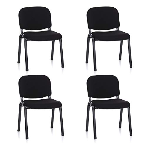 hjh OFFICE 704500 silla de confidente XT 600 lote de 4 tejido negro, apilable, acero estable, 4 sillas