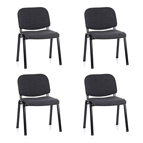 hjh OFFICE 704520 silla de confidente XT 600 lote de 4 tejido negro/antracita, apilable, acero estable, 4 sillas