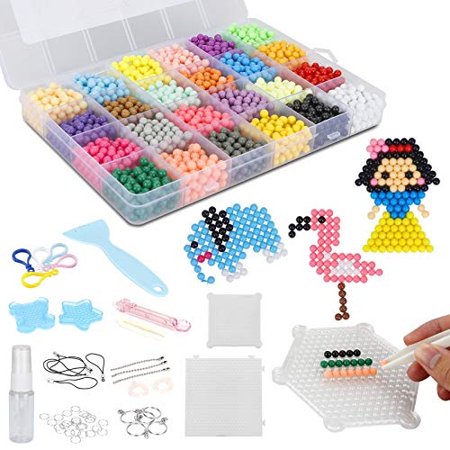 Jooheli Cuentas de Agua 3200 Perlas 24 Colors Fusible Beads Kit con Accesorios DIY de Agua Craft Sticky Kit Set para Niños Niños Crafting Juguetes Educativos