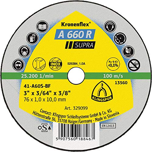Klingspor A 660 R - Lote de 100 discos de corte (76 x 1 x 6 mm, recto)