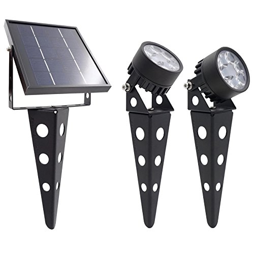 LEGACY Mini 50X Dos focos solares LED de luz cálida (luz LED cálida), acabado en negro, luz descendente para jardines y exteriores