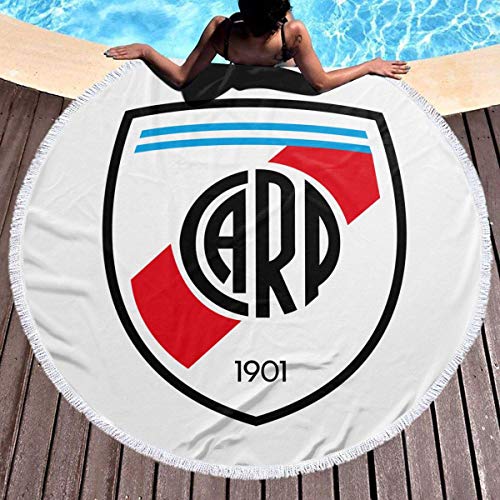 Leo-Shop Toalla de Playa Toalla de Playa Redonda Manta con borlas Tirar Tapiz de Picnic Tapicería Redonda Círculo Tapetes de Playa (River Plate FC)