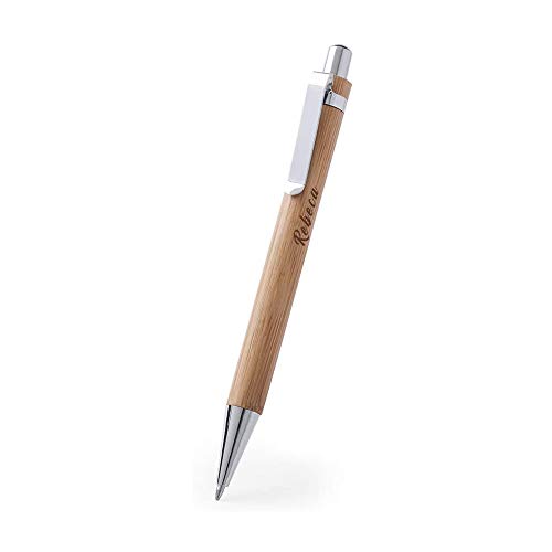 Lote 3 x Elegante Bolígrafo para Regalar PERSONALIZADO (Nombre o Texto) · Boligrafos Bonitos con cuerpo de Bambú Natural · Boligrafos para Regalar Economicos y Originales