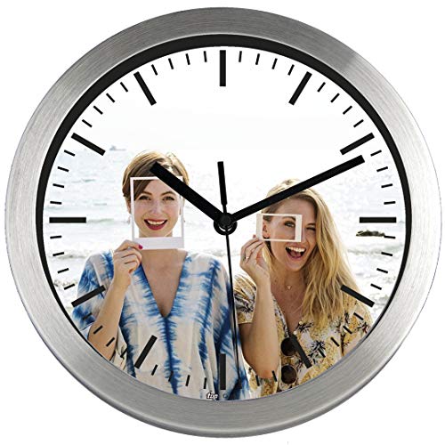 Lote 3 x Gran Reloj de pared PERSONALIZADO (con Logo, Foto o Imagen) · Carcasa de Aluminio Cepillado (Esfera H) · Mecanismo Silencioso ?Sweep? · Reloj Cocina Pared sin Números · Incluye Caja Regalo