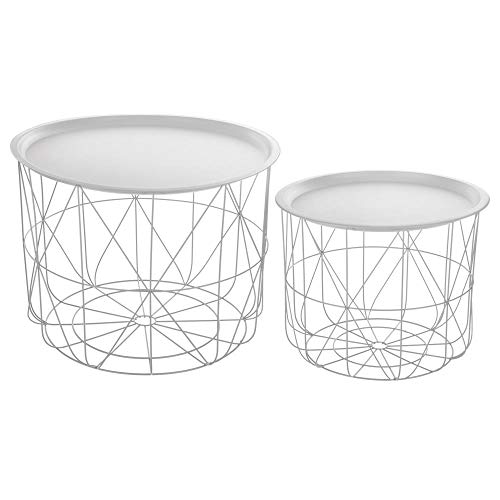 Lote de 2 mesas nido de café con bandejas movibles - Diseño y Modero - Color BLANCO