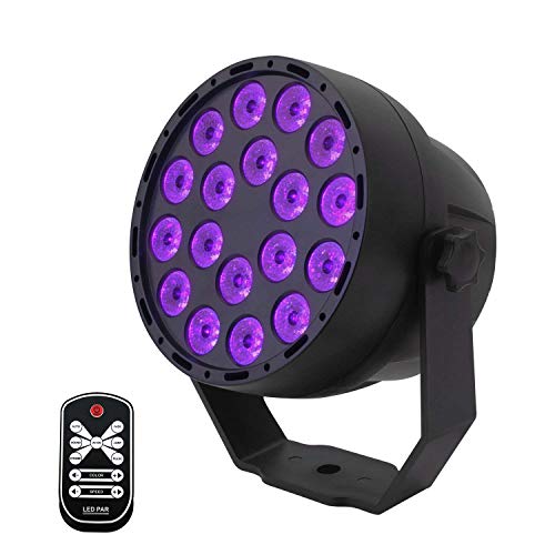 Luces Negras UV 54W 18LEDs 7 modos de iluminación luz de fiesta foco de luz LED control de luz LED de control de luz de disco DMX para club fiesta de club de carnaval (18 UV LED)
