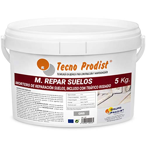 M-REPAR SUELOS de Tecno Prodist – (5 kg) Mortero de reparación suelos hormigón o cemento, incluso con tráfico rodado (transitable por vehículos en 2 horas)