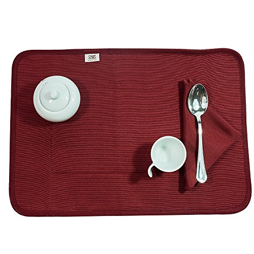 MAGIE DI CASA Juego de manteles individuales para desayuno, cuba: mantel acolchado 35 x 50 cm + servilleta 30 x 30 cm – Burdeos