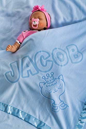 Manta Para Bebé Personalizada Con El Nombre del recién nacido de regalo, tamaño 88x88CM Azul