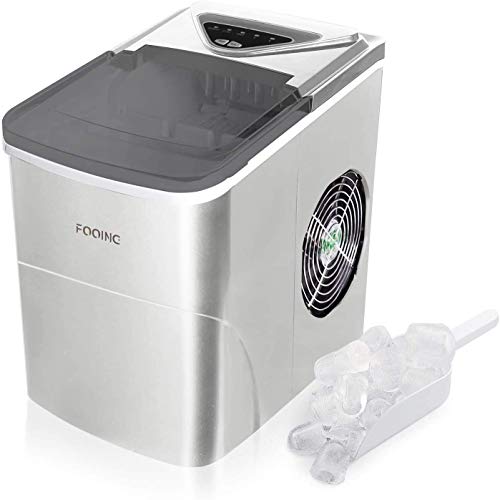 Máquina para hacer hielo FOOING Máquina para hacer cubitos de hielo Encimera lista en 6 minutos de 2 litros con pala para hielo y canasta Pantalla LED Máquina para hacer hielo para el hogar