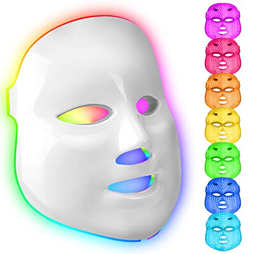 Mascara facial luz led facial profesional 7 colores Terapia de fotones para tratamiento facial Rejuvenecimiento de piel,Anti Envejecimiento, Arrugas
