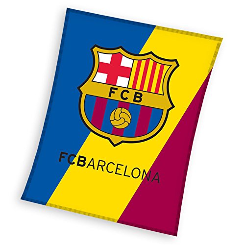 Mercury Manta Polar de 140 x 110 cm, Estampado FC Barcelona, Algodón, Multicolor, 30x12x12 cm