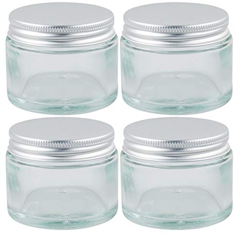 mikken Lote de 4 tarros de cristal para cremas (50 ml, incluye etiquetas de rotula), transparente