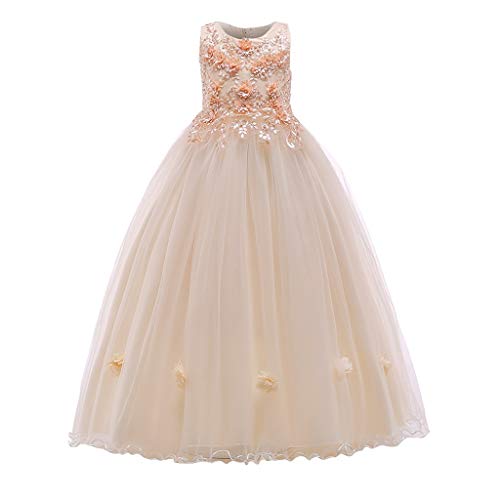 Moneycom❤ Vestido de boda para niña, diseño de flores sólidas, para princesa beige 15-16 Años