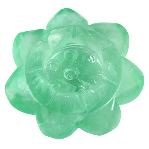 mookaitedecor Portavelas de cristal curativo con diseño de flor de loto, para decoración de mesa principal, fluorita verde