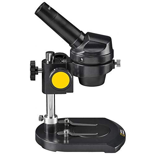 National Geographic Microscopio con luz para observación de Piedras, Monedas, Hojas o similares, Incluye Placa de Objeto Bicolor y maletín de Transporte Estable.