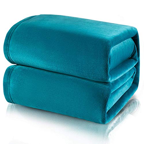 NATURELIFE - Manta para Sofa de Franela 230x270 cm - Manta para Cama 180 Aprox Reversible de 100% Microfibra Extra Suave - Manta Azul Transpirable
